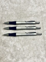 CELEBREX PHARMACEUTICAL REP PENS METAL SILVER BLACK GRIPS CHROME CLIP LOT OF 3