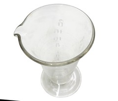 Vintage Glass Apothecary Measuring Cup Footed Pour Spout 4” Unmarked