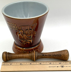 Secundum Artem Schering McCoy Ceramic Mortar & Wooden Coricidin Pestle Rx
