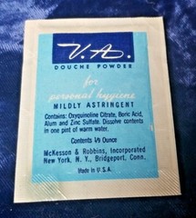 Vintage V.A. Douche Powder Sealed Packet .1/9 oz ~ McKesson & Robbins Inc