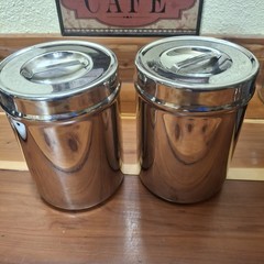 Vollrath 8802 Stainless Steel Canister Set Of 2 Heavy-Duty Container W/lids Vtg