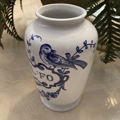 Vintage LILLY Drug Blue White Ceramic Pharmacy Apothecary Jar Vase U:CAELFUL:FO