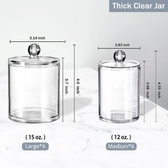 SheeChung 12 Pack Qtip Holder, Clear Acrylic Apothecary Jars with Labels- Sha…