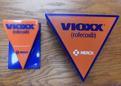 Vintage Banned VIOXX Drug Rep Swag Trinket / Paperclip Box & Magnet Clip