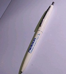 Vintage BIC CLIC MEFOXIN Drug Promotional Ballpoint Click Pen Ad blue white USA