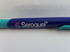 Drug Rep SEROQUEL Collectible Pharmaceutical Pen Large S-Logo Pocket Clip WRITES
