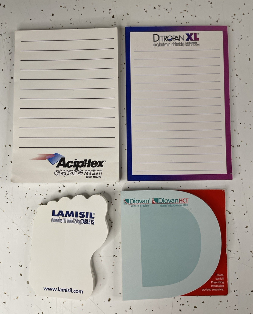 Drug Rep Notepads Pharmaceutical Collectible Post It Note Pads AcipHex Ditropan