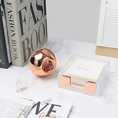 Magnetic Paper Clip Holder 3×3 Sticky Note Holder Set, Clear Acrylic Rose Gold