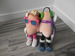 Atrovent Nasal Spray Plush Advertising Promo Giant Noses on Bench Earmuffs Scarf