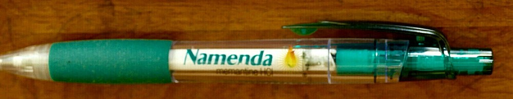 NAMENDA Drug Rep Pharmaceutical PEN NOS NEW Stored Unused Rubber Grip Aqua