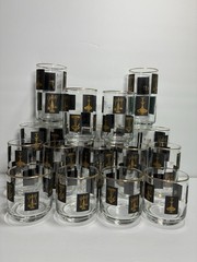 MCM Medical Pharmacy Libbey Glasses Black & 22 KT Gold 7 Tall 7 Medium 4 Short