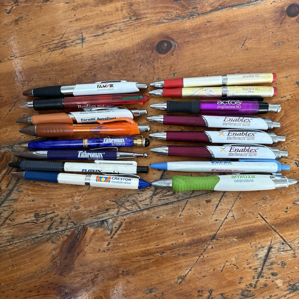 Drug Rep Pharma Pharmaceutical Logo Pen Lot of 16 Advertising Collectible Pens