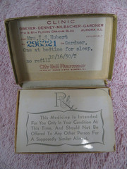 Vtg 1950 Pill Box- City Hall Pharmacy-Dreyer Denney Milbacher Gardner,Aurora, IL