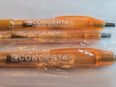 Concerta Pen x3 Pharmaceutical Drug Rep Promo Orange Plastic Medical NEW