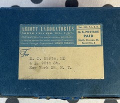 Vintage Pharmaceutical Cardboard Box W/Metal Corners Empty Abbott Labs Medicine