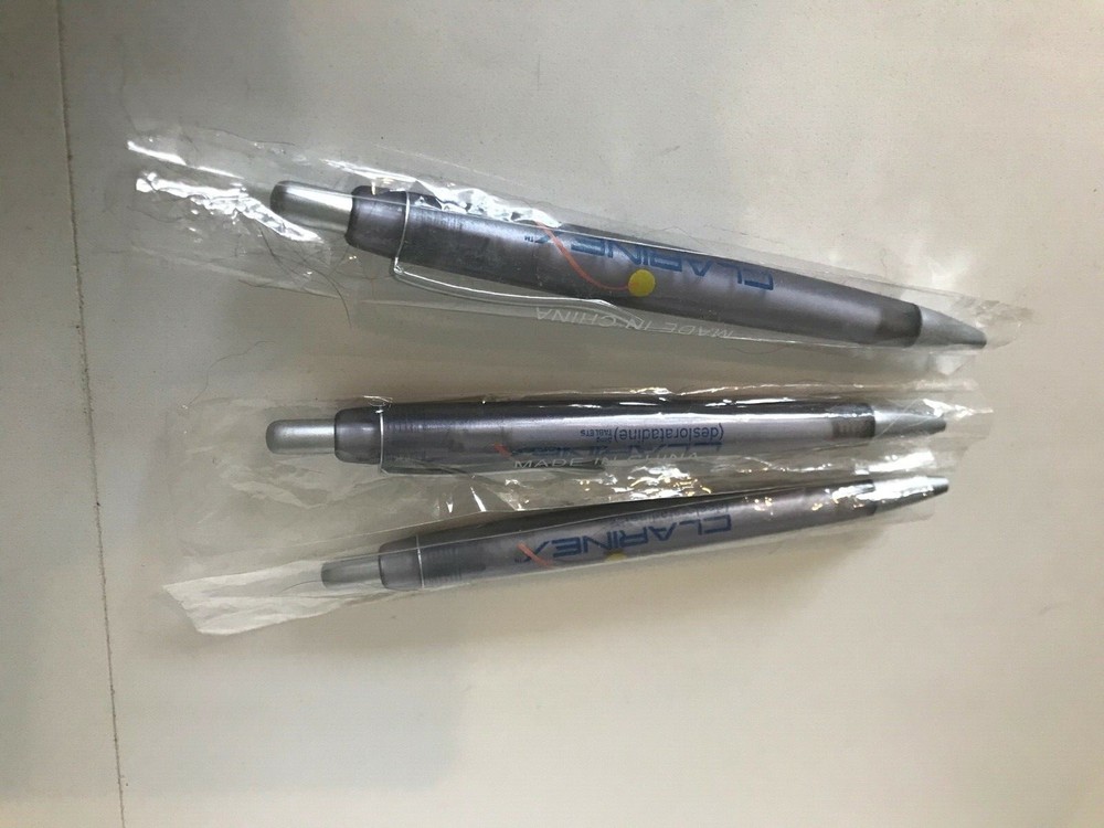 3 New Original Wrapping CLARINEX Pens Grayish Lavender Color with Logo