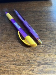Lot of 2 Drug Rep Zyprexa Symbyax Collectible Pharmaceutical Pens Purple Lilly