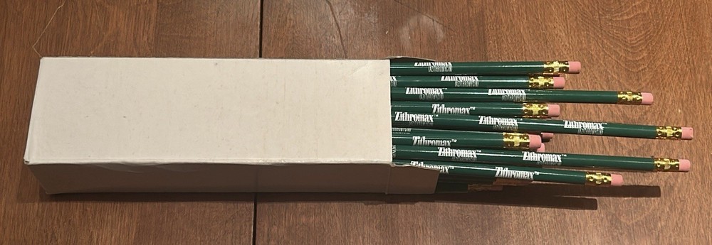 Lot 47✏️ Zithro PENCILS Drug Rep Pharmaceutical Promo Advertising Box RARE🔥NEW