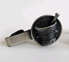 Vintage Pharmacist Tie Bar & Single Cufflink Set RX Apothecary Mortar Pestle