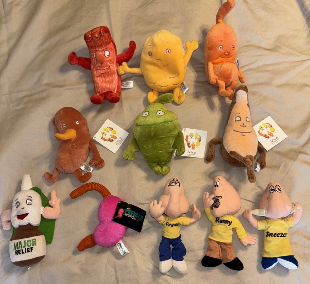 Lot Of 11 Pharmaceutical Advertising Plush Actos Prevacid Diabetes Congestion