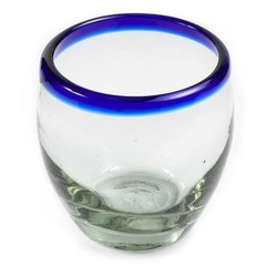 9 oz Hand Blown Mexican Drinking Glasses – Set of 6, 9 fl oz each, Cobalt-Blu…