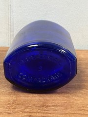 Cobalt Blue Coral Compackage Glass Antique Medicine Pharmaceutical Bottle