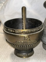 3x Vintage Coricidin Mortar & Pestle Brass Rx Pharmacy 1975,Daniel B Smith +