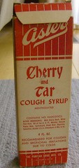 antique 1930s ASTER Cherry & Tar cough syrup GLASS MEDICINE BOTTLE w/box vintage