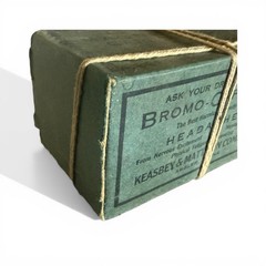 Antique Bromo-Caffeine Box Keasbey & Mattison Apothecary Headache Cure c1900 Vtg
