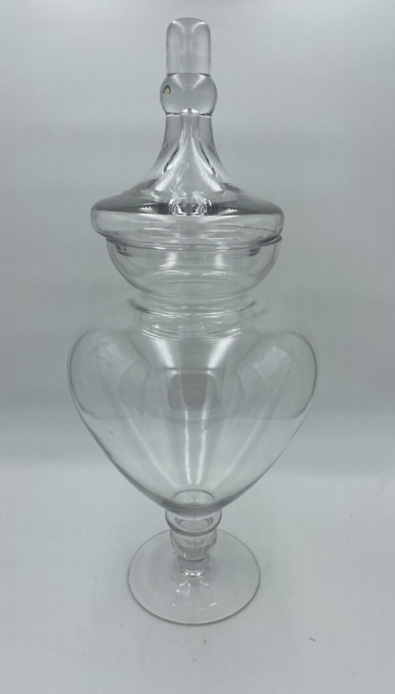 Lg Vintage Clear Glass Apothecary Jar with Lid Large Footed Storage 17″ Tall