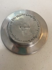 Upjohn Company 15 Year Pewter Service Award Engraved Trinket Dish Set Of 2