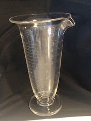 Antique 1900s Whitall Tatum Co Apothecary Glass Footed Beaker – Etched / 16oz