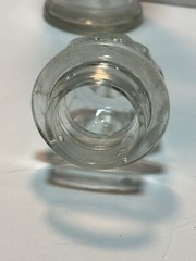 ViNTaGe MiD CeNTuRy GLaSs 11″ Apothecary Jar ReTRo AQuA BLuE & GoLD FLYING BIRDS