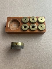 ANTIQUE RARE SOLID BRASS SCREW IN Pharma COUNTERWEIGHTS PAT. JULY 6TH, 1897