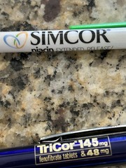 3 NEW PENS Simcor Tricor Promo Drug Rep Giveaways Black Ink Never Used