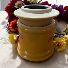 Vtg GLUCOPHAGE XR Pharmaceutical Advertisement Yellow Lidded Urn Apothecary Jar