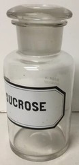 VTG APOTHECARY DRUGSTORE LABEL GLASS BOTTLE JAR GERMANY SUCROSE EIMER AMEND N.Y.