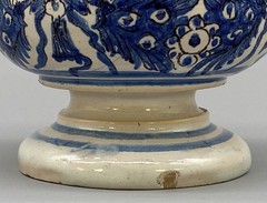 c. 1730 Italian Majolica Nove Waisted Blue & White Albarello Drug Pharmacy Jar