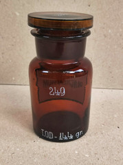 PANCREATINUM, Vintage Glass Apothecary Pharmacy Brown Jar, 100 ml, Cap