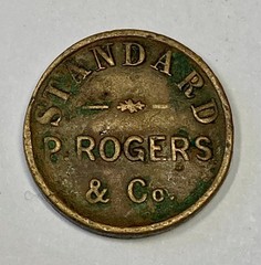 P. Rogers & Co. One Dram 3j Apothecary Chemist Brass Weight Token circa 1850’s
