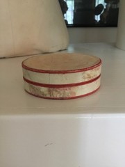 Vintage FRENCH Pharmacie Round Cardboard Container Red PATE PECTORALE Codeine