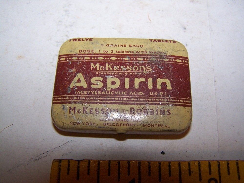 McKesson ASPIRIN TABLETS TIN Vintage Medicinal Tin Container w asprin