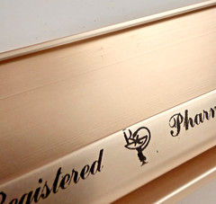 Vintage 1970s UPJOHN Registered Pharmacist Aluminum Desk Nameplate Display Sign