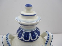 Amazing Pharmacy Apothecary Jar „Aq Mele“ Blue and White Hand Painted Deer