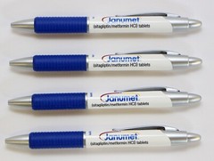 Pharmaceutical Drug Rep Collectible Pens 4 Plastic Janumet Blue on White NEW