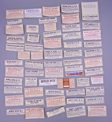 59 DIFFERENT VINTAGE PHARMACY MEDICINE APOTHECARY BOTTLE LABELS POISONS ETC.