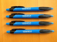 SALE! 4 VIAGRA Drug Rep Click Pens Brilliant Blue – COLLECTIBLE! VINTAGE!