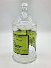 Vintage Glass Apothecary Jar With Lid Army Navy Liniment Medicine Remedy 1970’s