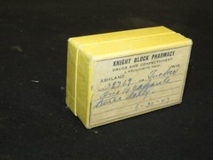 VINTAGE Prescription Cardboard Pill Box „Knight Block Pharmacy“ Ashland, WI 1927