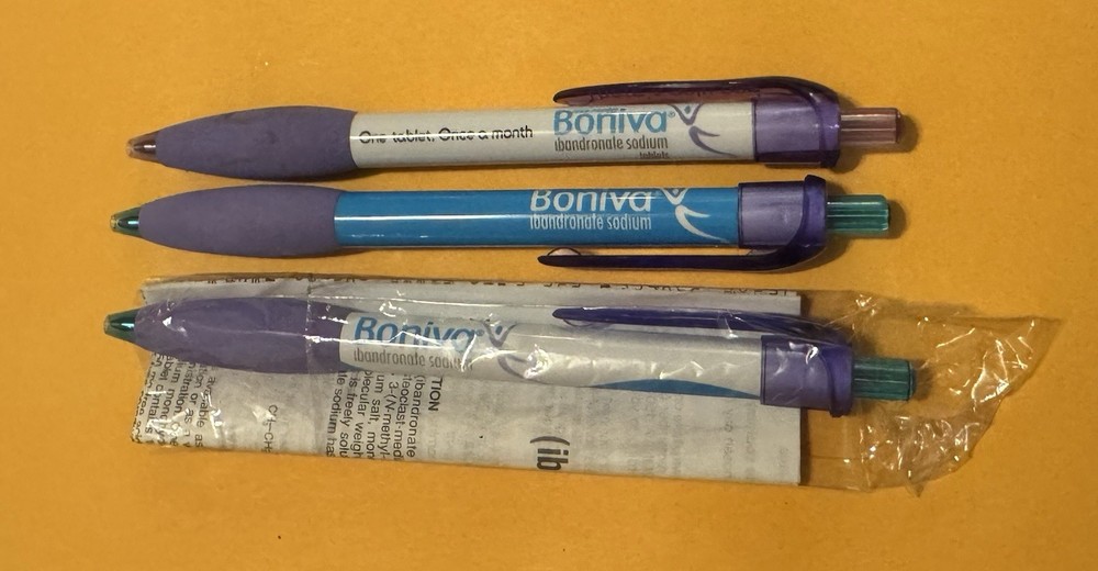 Boniva lot of 3 Pharmaceutical Advertising Promo Collectible Pens